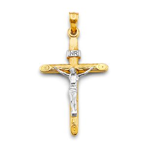 14K 2Tone Crucifix Pendant