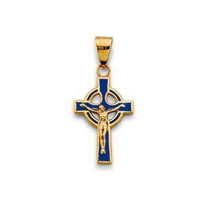 14K Yellow Enamel Cross Pendant