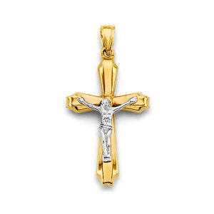 14K 2Tone Crucifix Cross Pendant