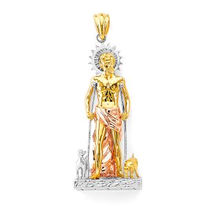 14K Tri-Color CZ San Lazaro 3D Pendant