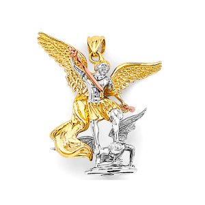 14K Tri-Color St. Michael 3D Pendant