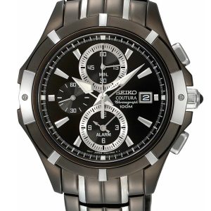 SEIKO BLACK DIAL STAINLESS STEEL MEN’S WATCH SNAE57