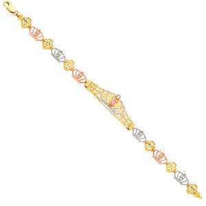 14k Gold Tri-Color Guadalupe ID Bracelet