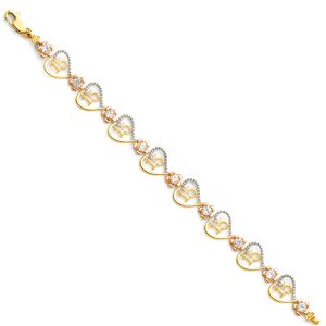 14k Tri-Color 15 Years ID Bracelet