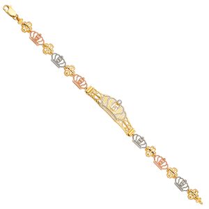 14k Tri-Color 15 Years ID Bracelet