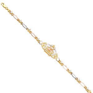 14k Tri-Color 15 Years ID Bracelet