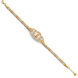 14k Gold Tri-Color Guadalupe ID CZ Bracelet