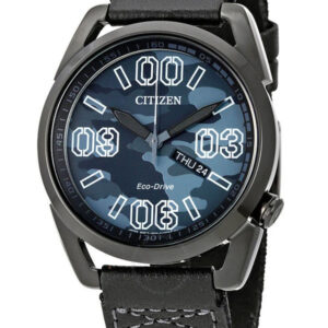 Citizen Eco-Drive Black Dial Black Leather Strap AW0018-00F