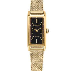 Citizen Fio Eco-Drive Black Dial Gold-Tone Stainless Steel Women’s Watch EG7128-59E
