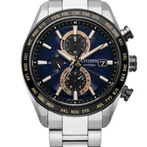 Citizen Attesa Eco-Drive Atomic Timekeeping Chronograph Navy Blue Dial Super Titanium Watch AT8297-51L