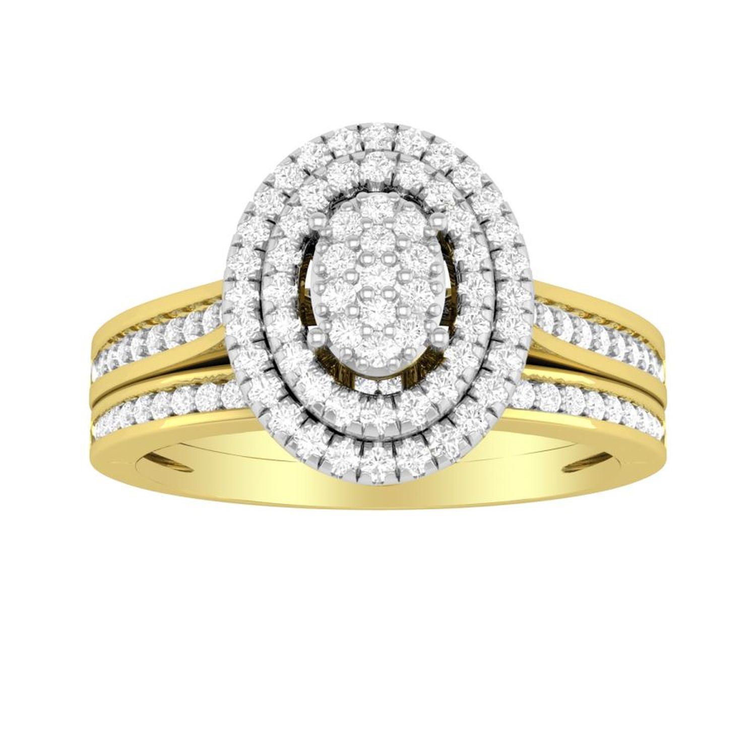 10K Yellow Gold Diamond Bridal Ring Set 1 Carat